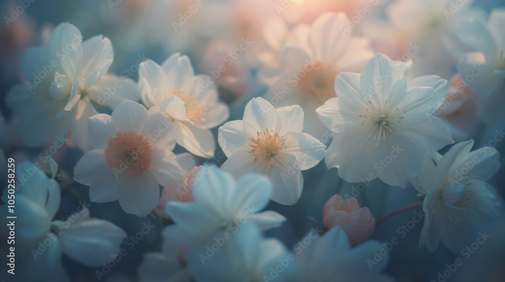 Fototapeta premium An image of flowers with a soft focus, creating a dreamy and romantic effect
