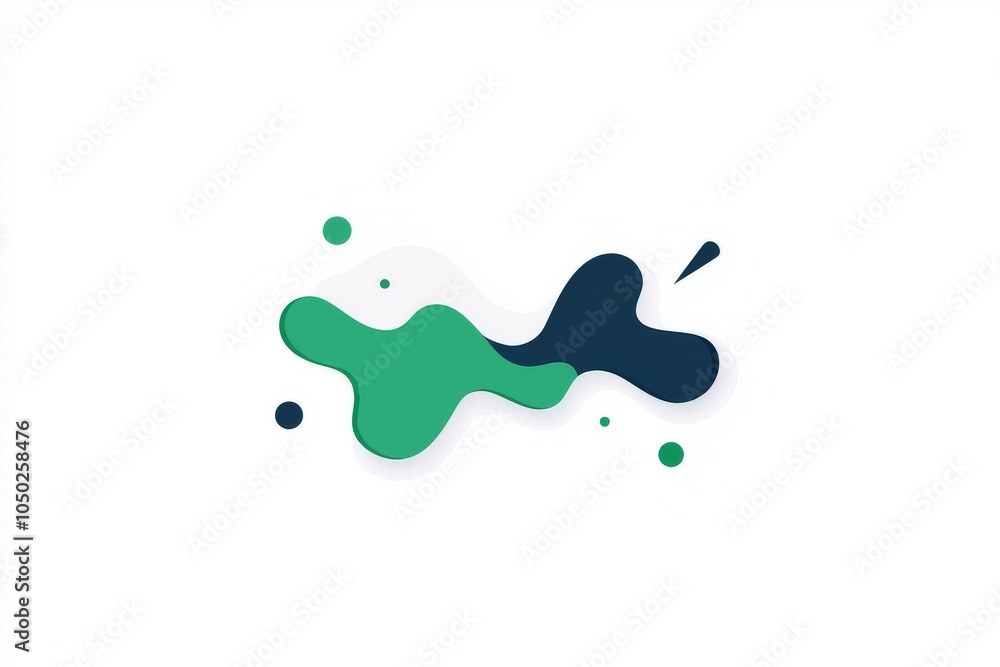 Obraz premium Abstract shapes in green and dark blue, creating a modern and minimalist design on a white background.
