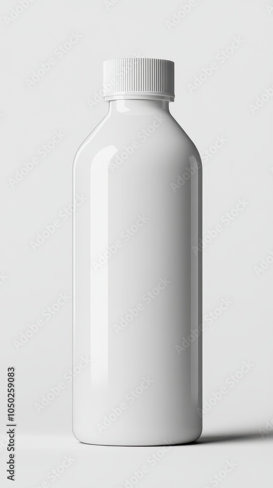 A sleek, white bottle mockup displayed against a simple backdrop, ideal for product presentations A sleek, white bottle mockup displayed against a simple backdrop, ideal for product presentations