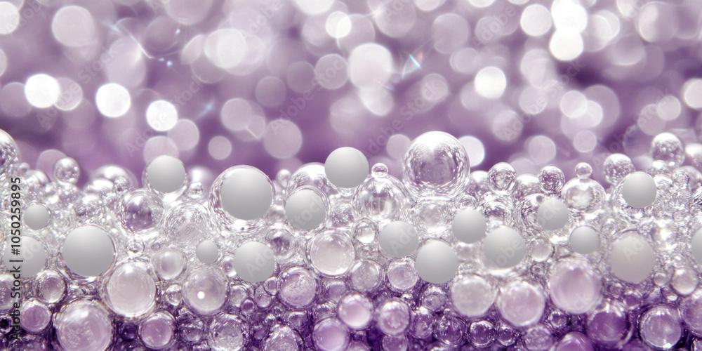 Shimmering purple and white bubbles with soft bokeh effect Shimmering purple and white bubbles with soft bokeh effect