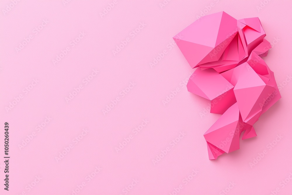 Abstract composition of pink geometric shapes on a soft pink background. Abstract composition of pink geometric shapes on a soft pink background.