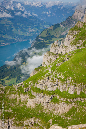 Hiking in Swiss alps in summer, Chaeserugg Switzerland photo