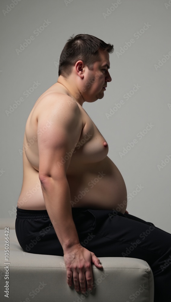 Obraz premium Conceptual artwork depicting an overweight person sitting on a couch Obesity