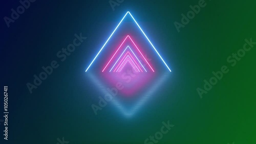 Vibrant neon lights illuminate abstract sci-fi tunnel, showcasing colorful geometric patterns and depth, creating mesmerizing blend of blue and pink hues that captivate viewers.