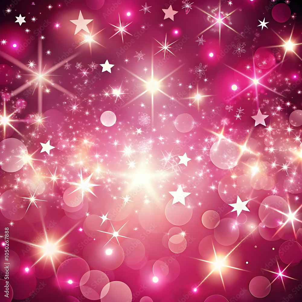 shiny pink background with stars and blurry lights shiny pink background with stars and blurry lights
