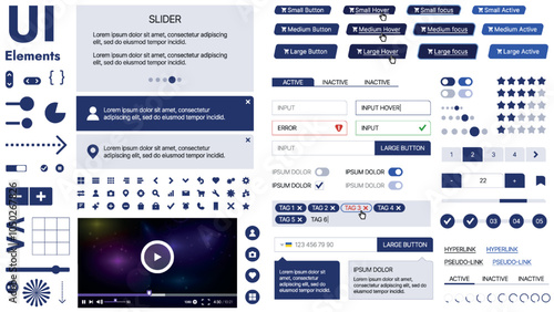 A spacious web template with placeholders for text, images, and UI controls; suitable for business pages or innovation showcases