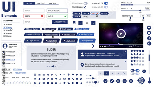 A spacious web template with placeholders for text, images, and UI controls; suitable for business pages or innovation showcases