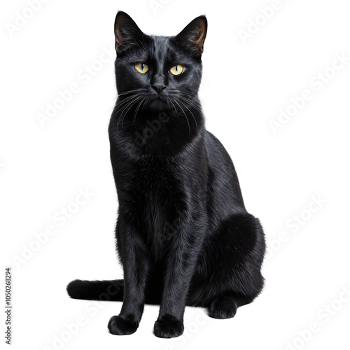 black cat isolated on transparent background