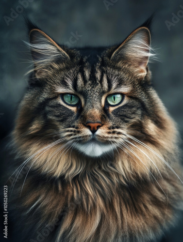 A portrait of a Norwegian Forest Cat