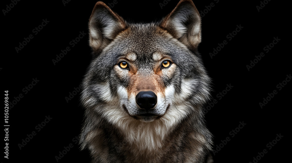 Fototapeta premium Close-up shot of a grey wolfs face