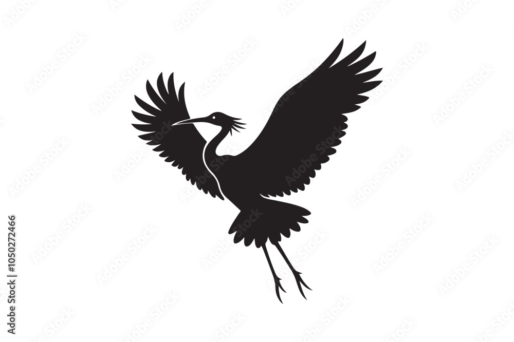 Fototapeta premium Cattle Egret Silhouette Vector Illustration - Perfect for T-Shirts, Hoodies & Print Decor