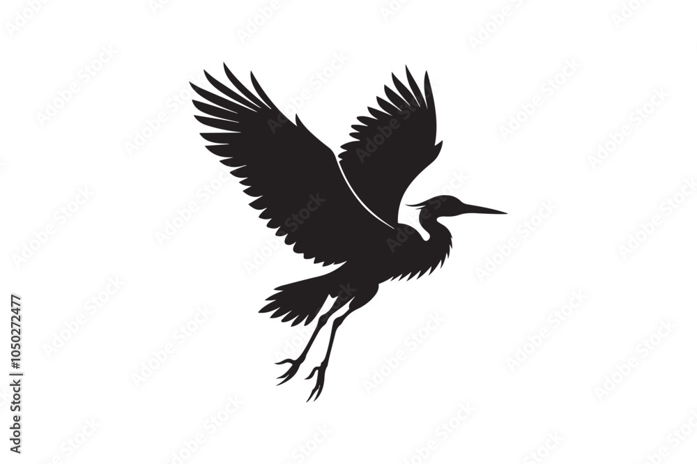 Fototapeta premium Cattle Egret Silhouette Vector Illustration - Perfect for T-Shirts, Hoodies & Print Decor