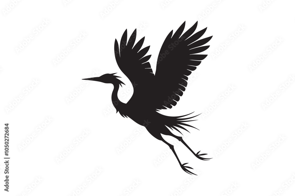Fototapeta premium Cattle Egret Silhouette Vector Illustration - Perfect for T-Shirts, Hoodies & Print Decor