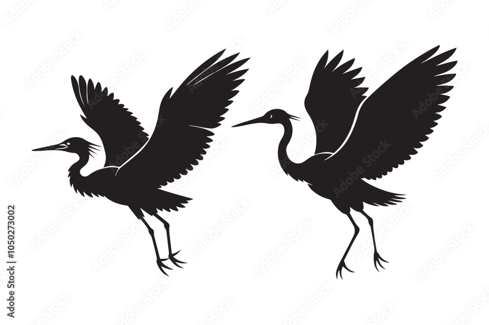 Fototapeta premium Cattle Egret Silhouette Vector Illustration - Perfect for T-Shirts, Hoodies & Print Decor