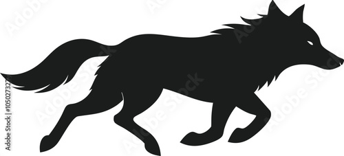 Vector silhouette of a Mackenzie Valley Wolf running animal design