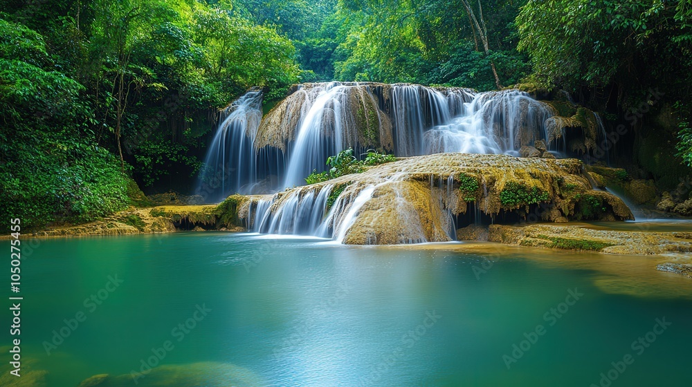 Fototapeta premium Hidden Waterfalls in a Lush Jungle Setting