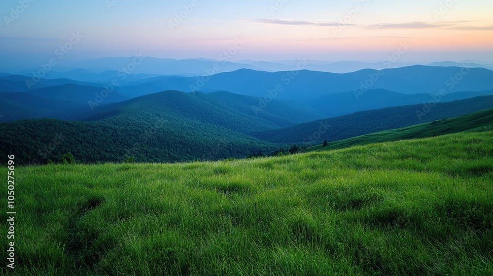 Panoramic View of Mountain Ranges at Dusk Panoramic View of Mountain Ranges at Dusk