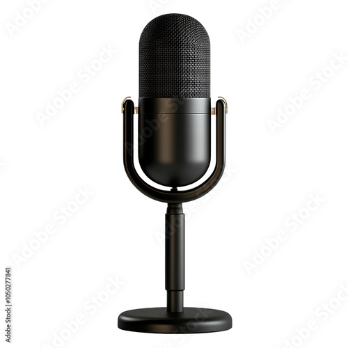 Classic Black Microphone with Stand with Transparent Background photo