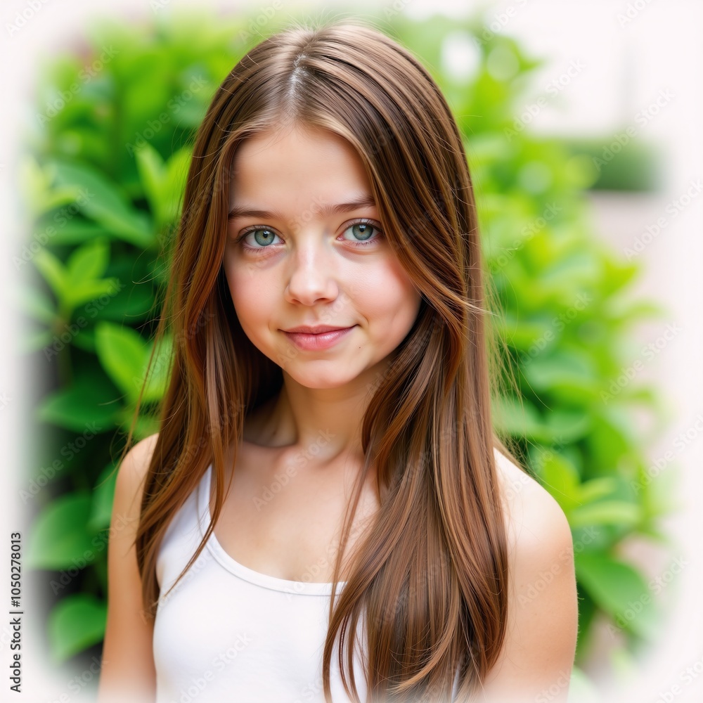 A photorealistic portrait depicting a woman with blue eyes and long hair dressed in a green bra A photorealistic portrait depicting a woman with blue eyes and long hair dressed in a green bra