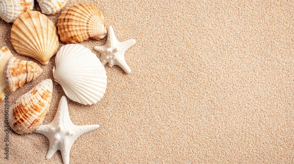 Coastal Shells on Sandy Beach Coastal Shells on Sandy Beach