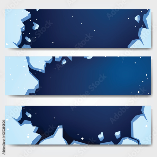 banner template with frozen ice. Vector illustration

