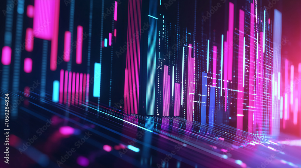 Digital financial graphs with vibrant colors create dynamic visual representation of data trends and analytics. interplay of pink and blue hues evokes sense of innovation and technology Digital financial graphs with vibrant colors create dynamic visual representation of data trends and analytics. interplay of pink and blue hues evokes sense of innovation and technology
