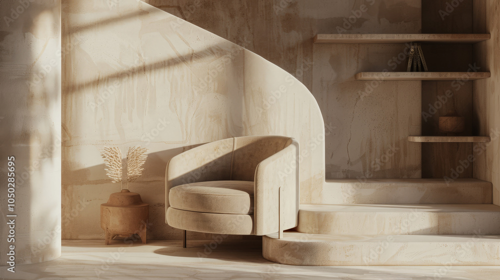 terra cotta accent armchair in spacious room terra cotta accent armchair in spacious room