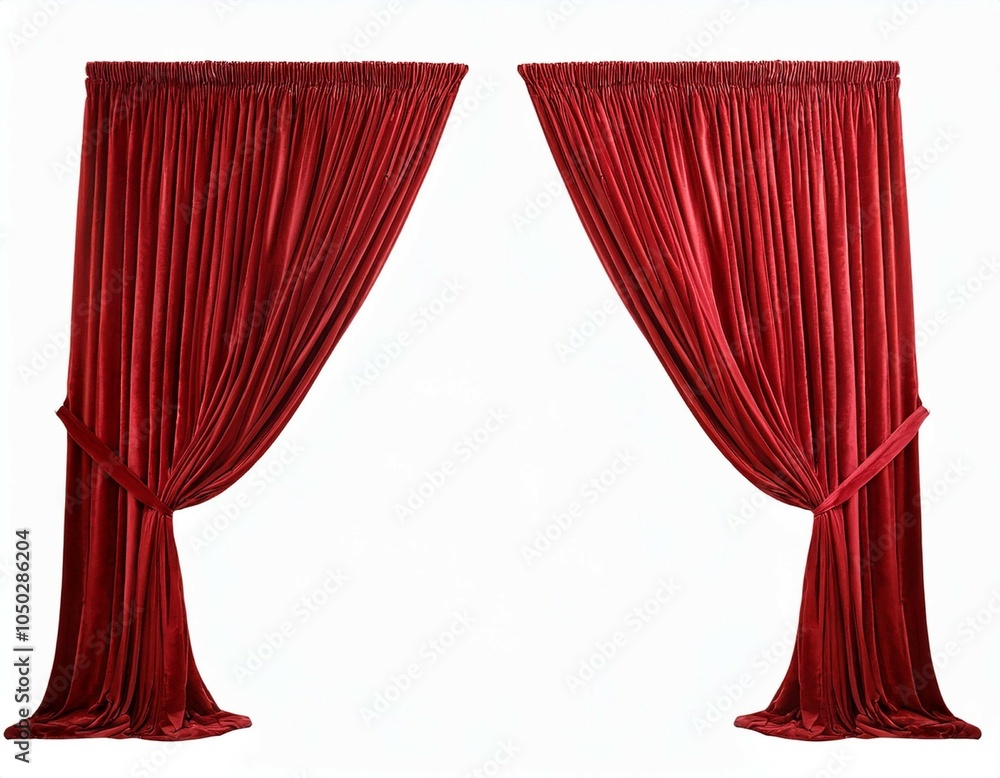 realistic red velvet open curtains isolated on white background realistic red velvet open curtains isolated on white background