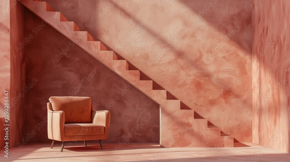 terra cotta accent armchair in spacious room terra cotta accent armchair in spacious room