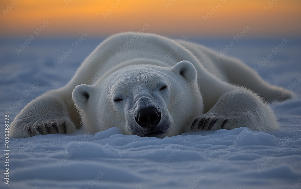 Fototapeta premium Global Warming Impact: Thin Polar Bears and Melting Ice