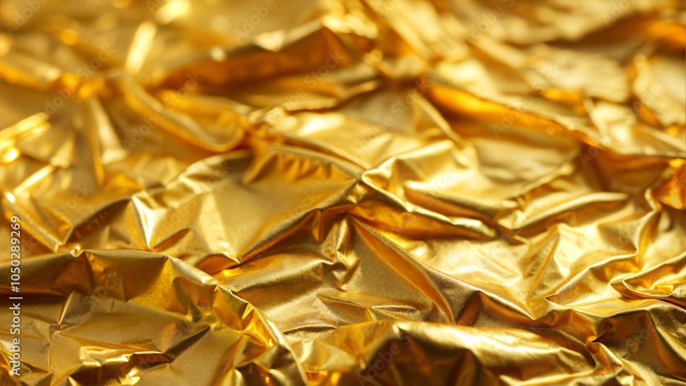 Close-up of crumpled gold foil texture background Close-up of crumpled gold foil texture background