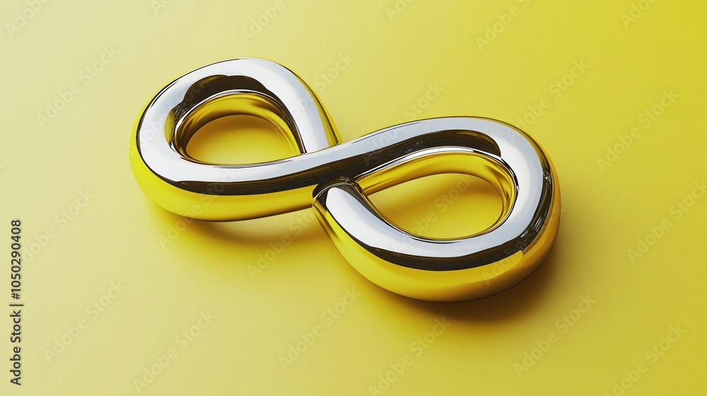 A shiny, chrome infinity symbol. A shiny, chrome infinity symbol.