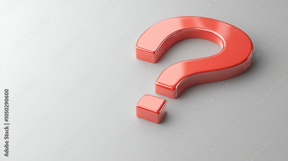 A red question mark on a white background. A red question mark on a white background.