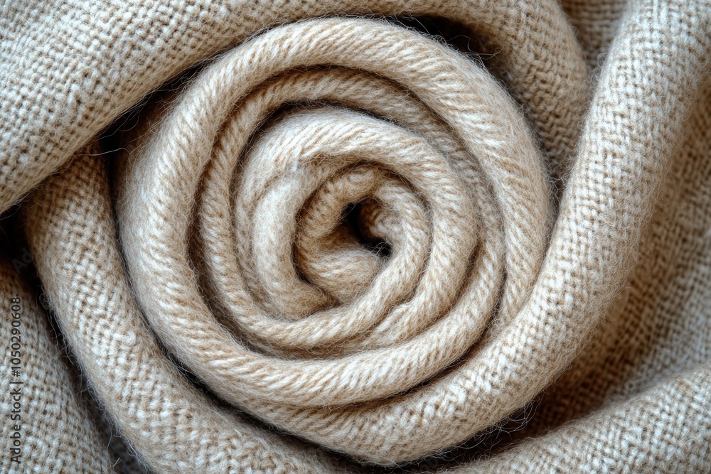 This close up shot captures the intricate weave of a natural woolen fabric, highlighting its quality and texture. The visible threads interlace beautifully, emphasizing the materials environmentally f This close up shot captures the intricate weave of a natural woolen fabric, highlighting its quality and texture. The visible threads interlace beautifully, emphasizing the materials environmentally f