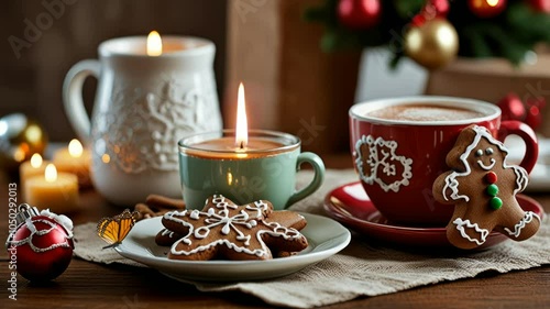 sweet food and drinks, chocolate cake in the shape of a doll that symbolizes Christmas happiness photo