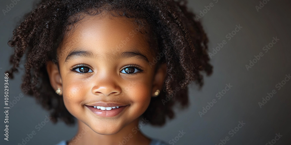 portrait of an black little girl with a smile portrait of an black little girl with a smile