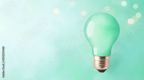 Vibrant Watercolor Depiction of a Glowing Light Bulb Symbolizing a Creative Marketing Idea with Subtle Green Tones and Delicate Bokeh Lighting in the Background