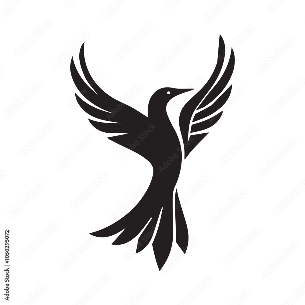 Obraz premium Flying Bird silhouette in Vector illustration. isolated bird flying. tattoo design. 