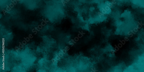 abstract cloud and vapor texture background. Black and Green smoke aquarelle smudge illustration smooth grungy smokey light pastel colors ink glow. Teal color powder explosion	
