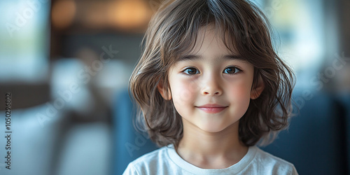 Portrait of an asian child looking at the camera