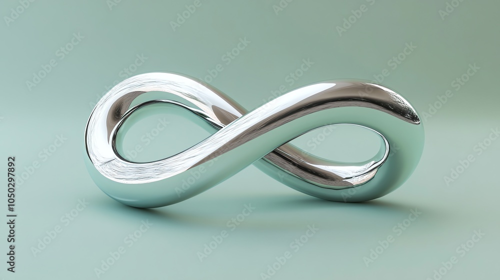 A shiny, chrome infinity symbol. A shiny, chrome infinity symbol.