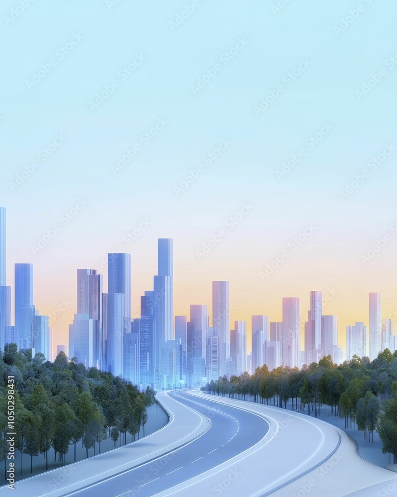 Fototapeta premium Dynamic route visualization, animated paths and landmarks, lively urban panorama, 3D rendering.