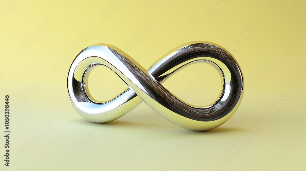 A shiny, chrome infinity symbol. A shiny, chrome infinity symbol.