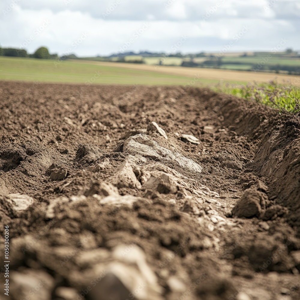 Plowed Field: A Close-Up View of Cultivated Land Plowed Field: A Close-Up View of Cultivated Land