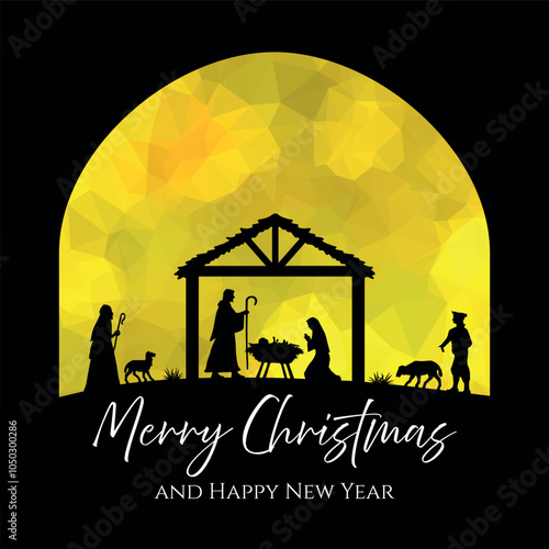 Christmas Nativity scene background. Vector illustration.