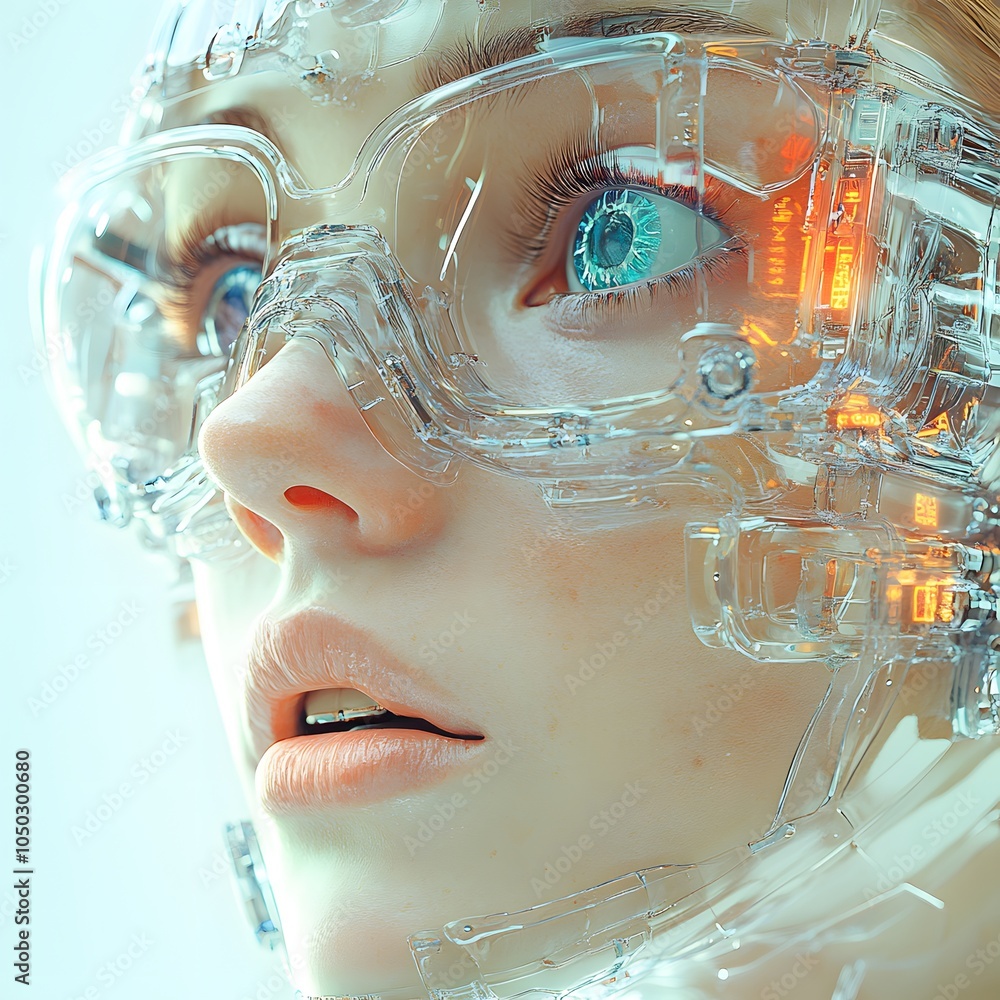 Futuristic 3D character headshot of a cyberpunk figure with neon accents and metallic features showcasing innovation Futuristic 3D character headshot of a cyberpunk figure with neon accents and metallic features showcasing innovation