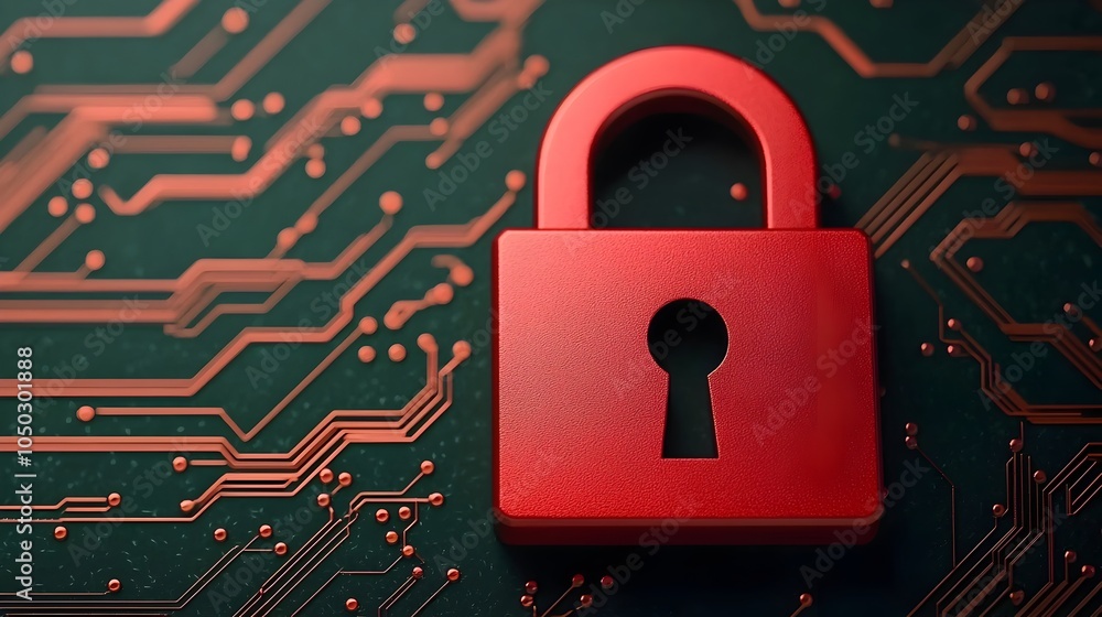 Futuristic glowing lock icon surrounded by complex network security data and encrypted communication protocols in a high tech digital interface Futuristic glowing lock icon surrounded by complex network security data and encrypted communication protocols in a high tech digital interface