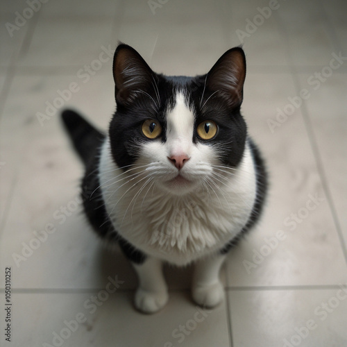 上から見た可愛いハチワレ猫