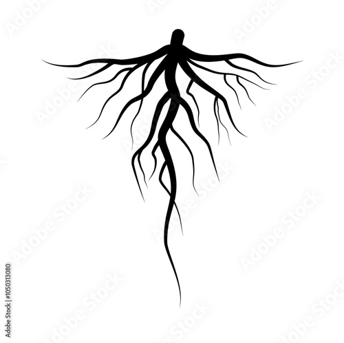 Tree root silhouette vector illustration