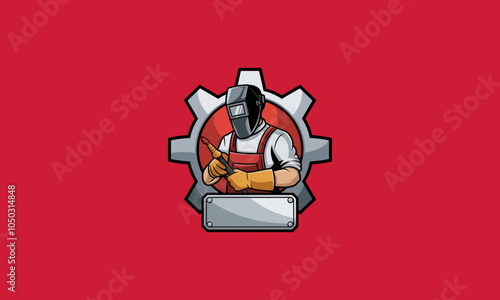 Welder wearing protective gear holding a welding torch.